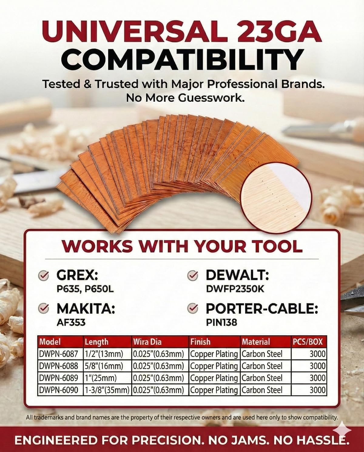 23 Gauge Pin Nails, 3000 Cts 5/8-Inch Micro Headless Piner Nails, Galvanized 23 GA Pins Nails for Nail Gun for Woodworking and Trim Work thumbnail