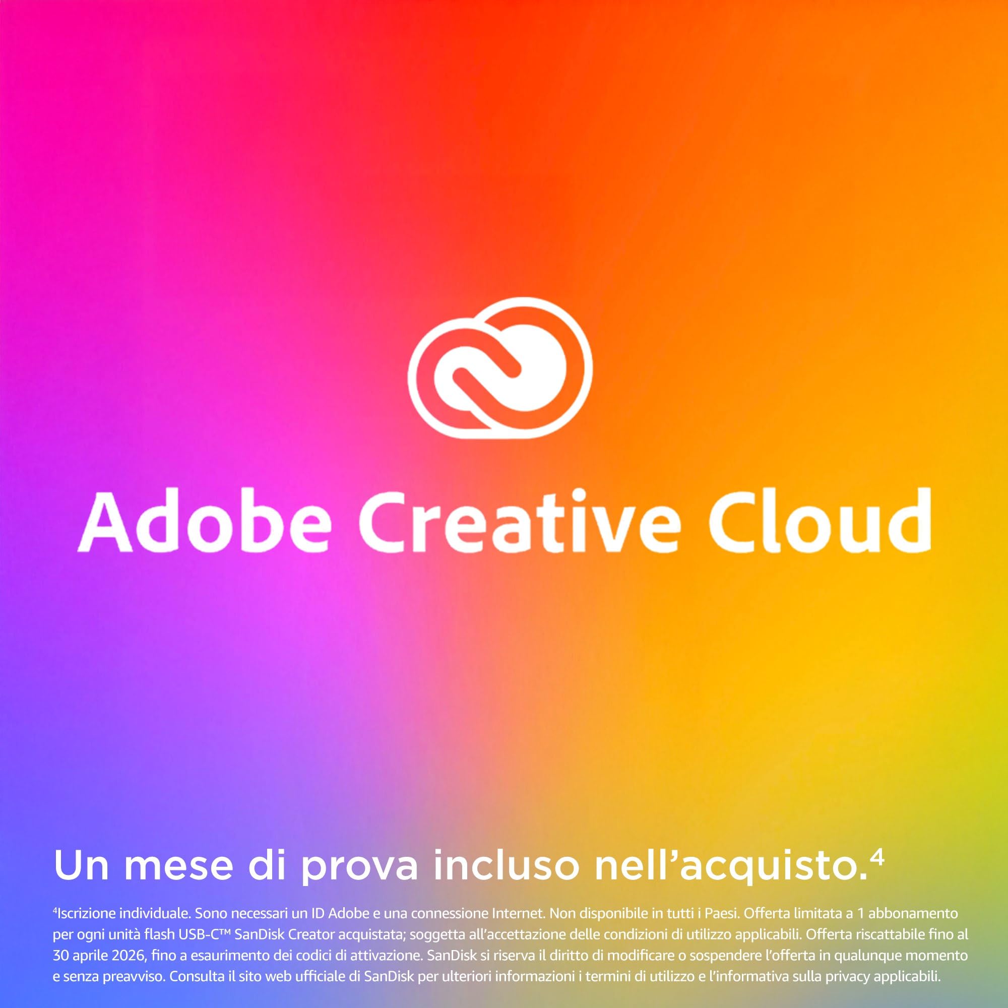 SanDisk Creator Scheda SD UHS-II 1TB (Per DSLR i Fotocamere Mirrorless, 6K i 4K Video, V60, UHS-II, Velocità fino a 280 MB/s, RescuePro Deluxe, Class 10, U3, 1 mese di Adobe Creative Cloud)