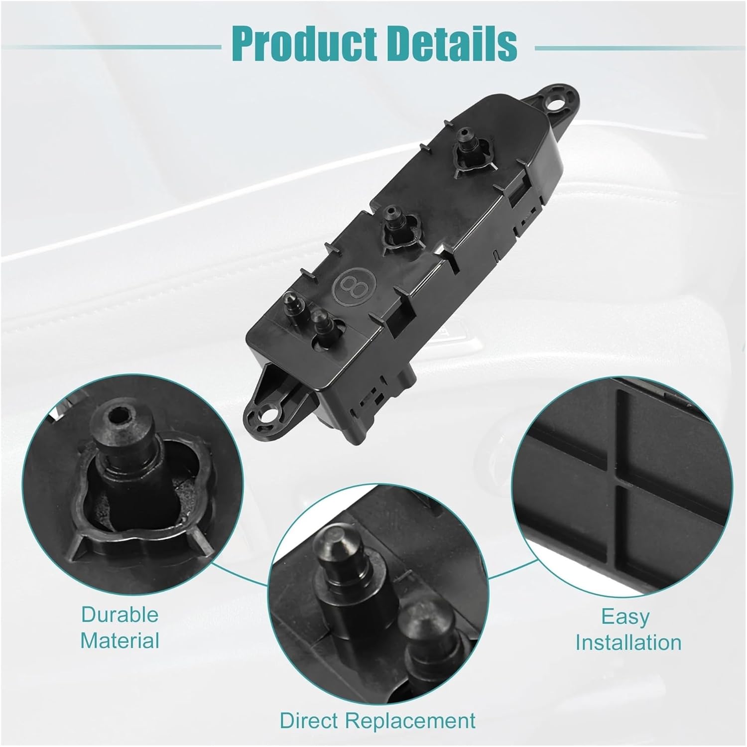 Power Seat Switch Replacement for Nissan for Murano 2009-2018 Front Left Side 8 Way Car Power Seat Switch Control Adjustment Adjust Recline Recliner Switch