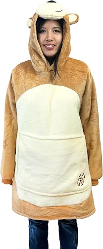 Miniatura 1 de Manta de peluche con capucha para niños, manta con forro de sherpa, mantas de animales con capucha de gran tamaño para niñas y niños, bolsillo