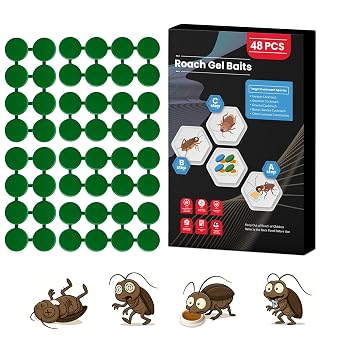 48 Pack Roach Killer Indoor Infestation Roaches Gel Bait Stations, Powerful Cockroach Killer Indoor Home for Roach Infestation, Long-Lasting & Effective Cockroach Gel Bait, Easy to Use & No Mess