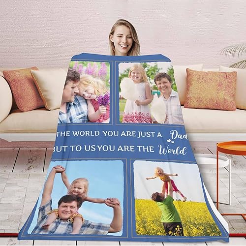 Miniatura 3 de D-Story Manta personalizada para regalos conmemorativos con fotos, texto, mantas personalizadas con mis propias imágenes, manta única para papá,
