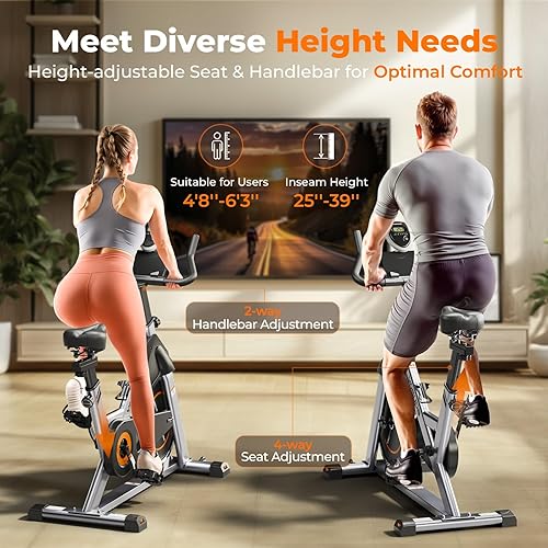 Vista 25 de YOSUDA Exercise Bike, Brake Pad Stationary Bike for Home with Exclusive App, Magnetic Indoor Cycling Bike with 300 lb Weight Capacity, Low Noise