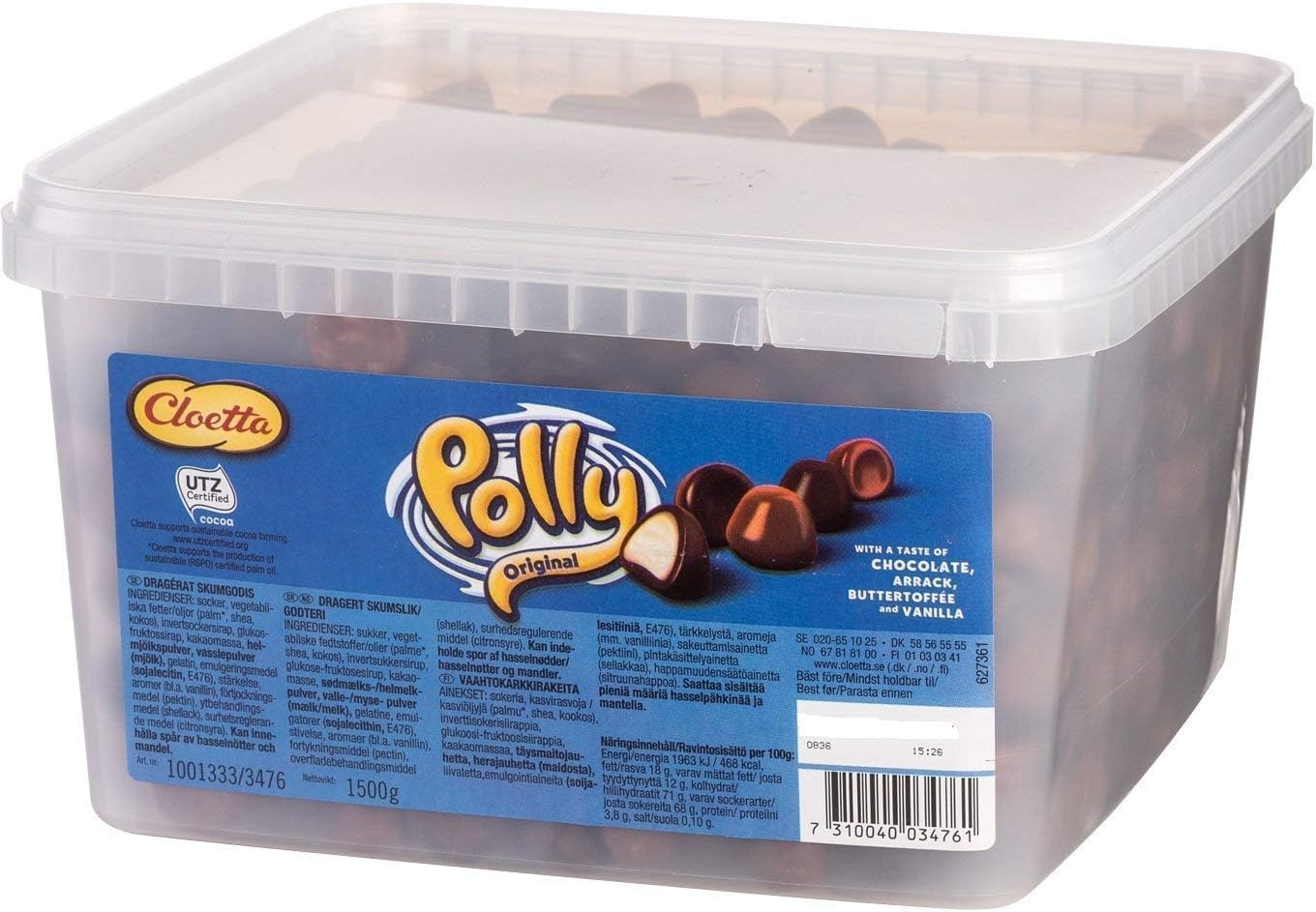 Cloetta Polly Original - Swedish Milk Chocolate Foam Candies Sweets Box 1,5 kg