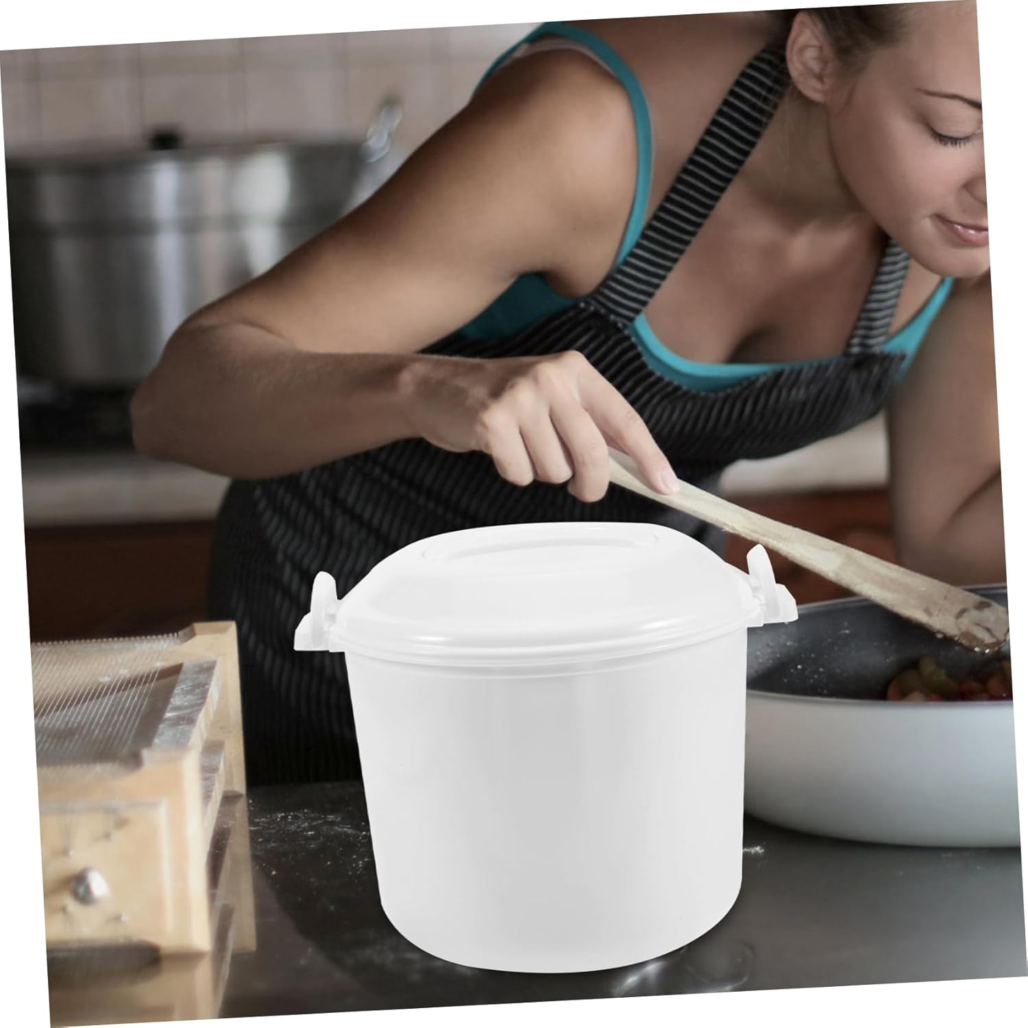 1Set Microwave Rice Cooker with Lid Portable Rice Container for and Steaming for Family Meals Reusable Kitchen Tool for Prep