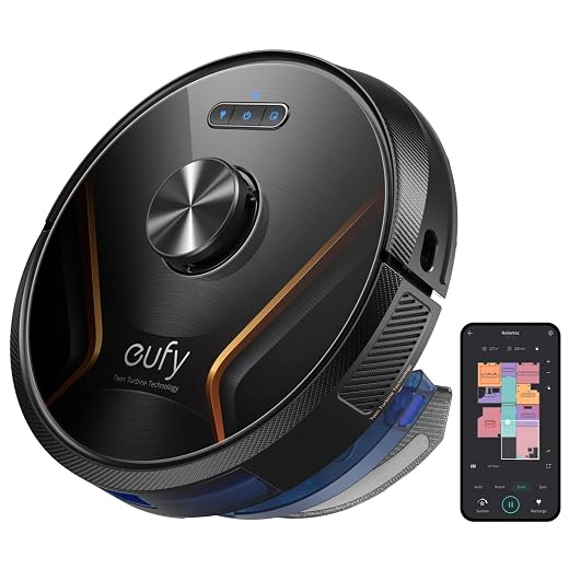 Eufy RoboVac X8 Hybrid, 2 x 2000 Pa suction power, iPath laser navigation, 2-in-1 vacuum cleaner & mop, AI. Map 2.0 Technology, Twin Turbine Technology WiFi Function