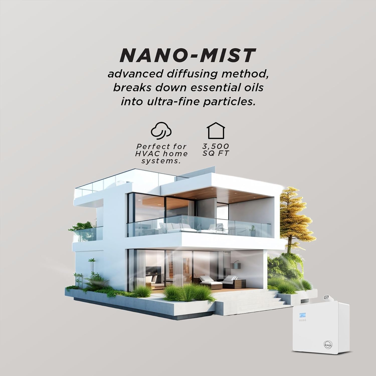 EMES Large HVAC Smart Aroma Diffuser | 1000ml Essential Oil Diffuser with Nano Mist Technology | Bluetooth-Controlled, 24-Hour Scent Machine for Home, Office & Spa - 3500 sq ft Coverage - Image 5