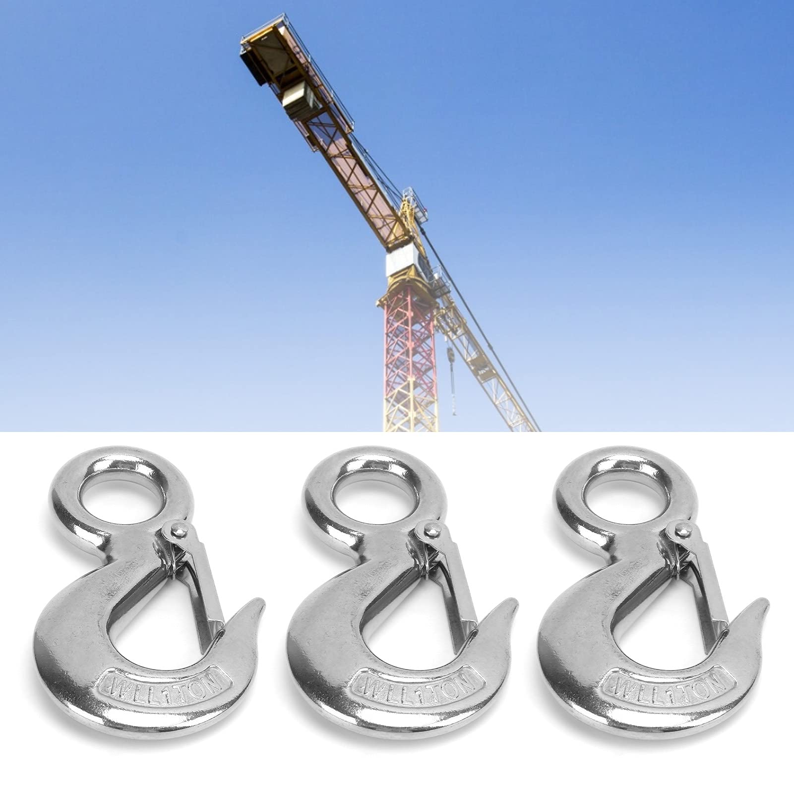 Eye Slip Hook with Safety Latch, Slip Lifting Hook Sturdy Structure Rustproof and for Various Engineering Cranes Metallurgical and Mining Equipment (1T)