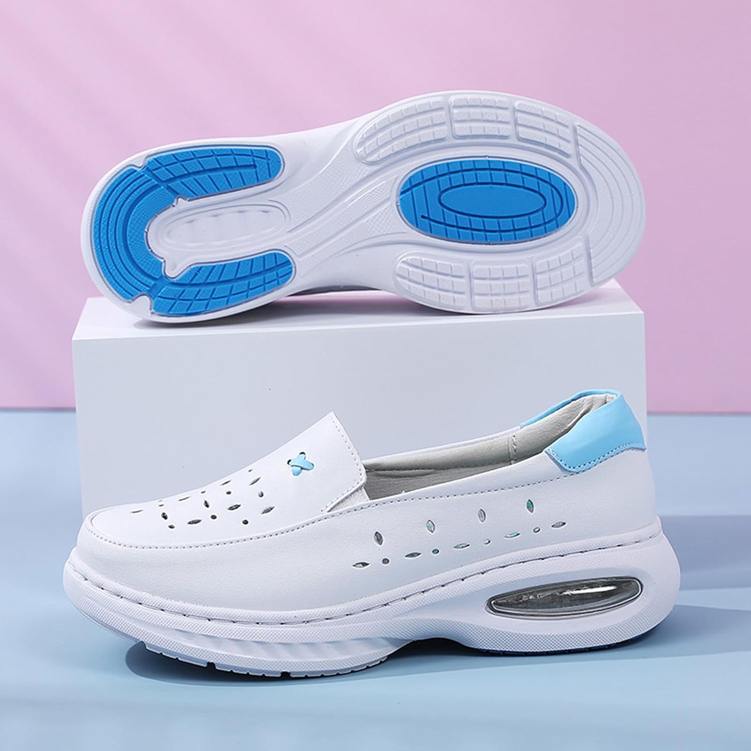 FLIOZY Nurse Shoes Womens Lightweight Slip on Walking Shoes Comfortable Flat Shoes for Healthcare and Food Service