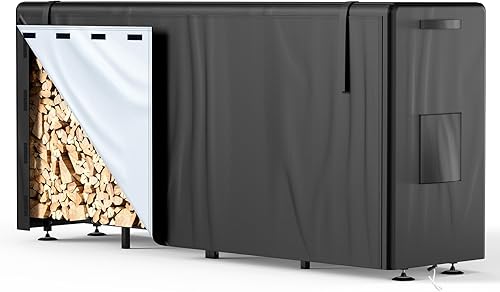 Miniatura 8 de Brightown Estante de leña para interiores con soporte de troncos, estante de madera al aire libre de 34 pulgadas para leña, almacenamiento de madera