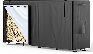 Brightown 8FT Firewood Rack Outdoor with Cover, Wood Rack for Firewood, Waterproof Fire Wood Holder Outside, Adjustable Foot Pads, Logs Stand Stacker Holder for Indoor Patio Deck, Black