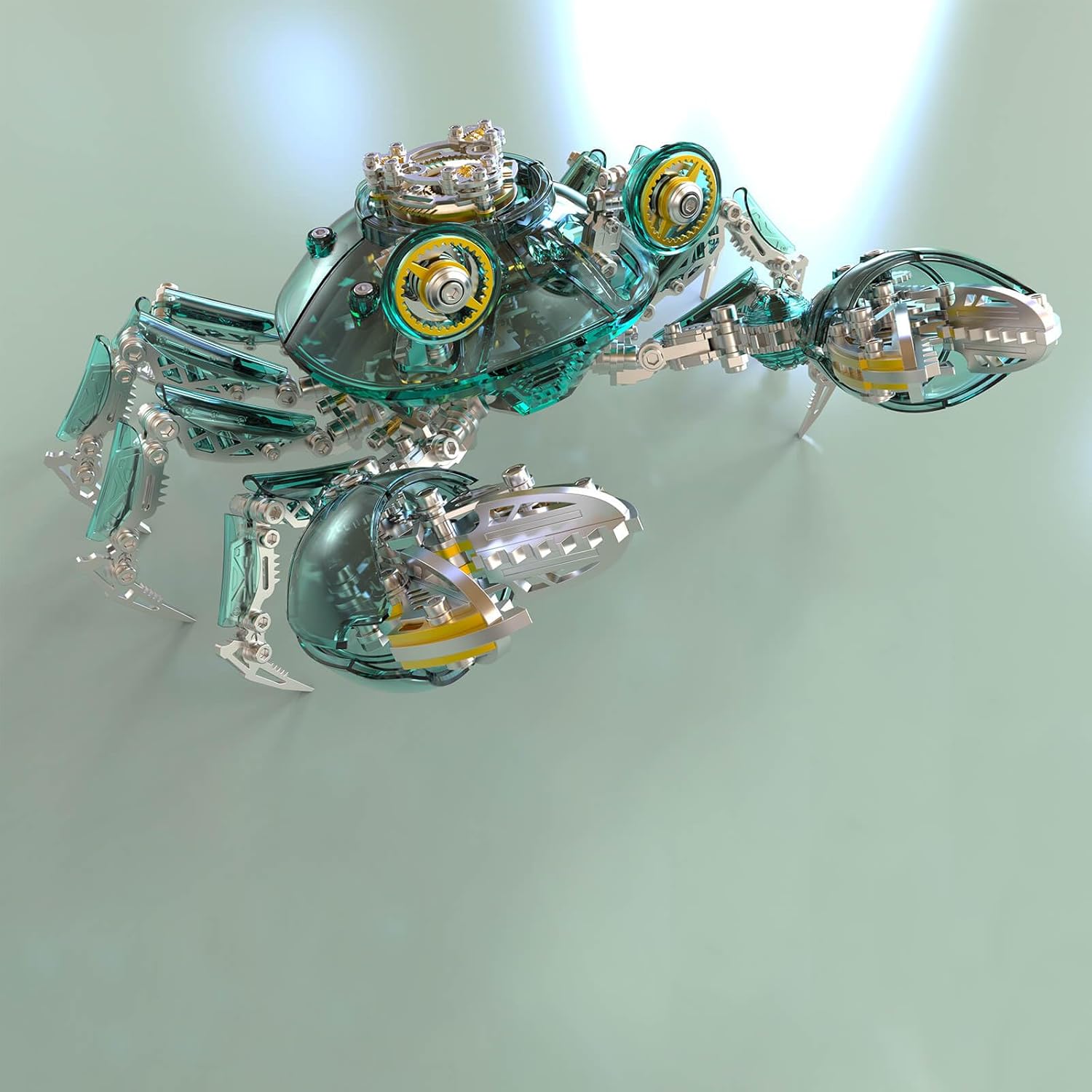 Metalkitor 3D Metal Puzzle Crab – Premium 3D Metal Puzzle for Adults, 666 Pieces, Stainless Steel & Transparent PC, Exquisite Craftsmanship, LED Light Feature, 8-14 Hours Assembly (Green)