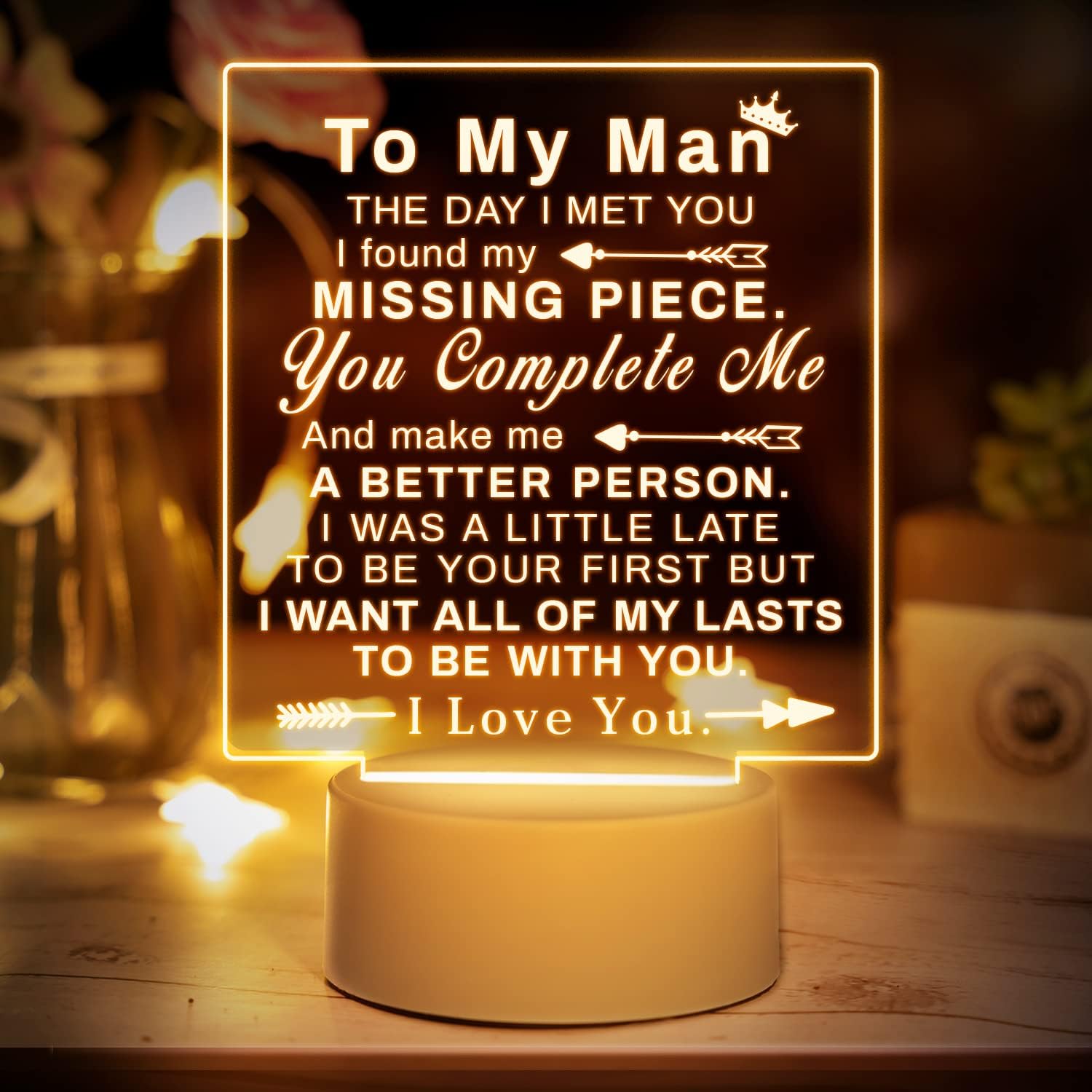 Boyfriend Gifts - Boyfriend Birthday Gifts Night Light, Touching Words Engraved Christmas Gifts for Him, Gifts for Boyfriends, 1 Year Anniversary Boyfriend Gifts