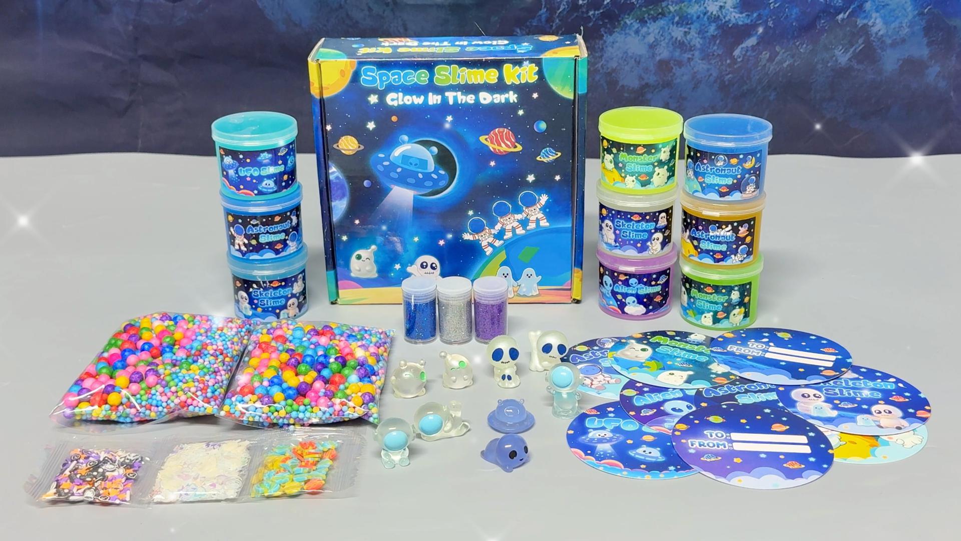 Amazon.com: Galaxy Glow-in-The-Dark Slime Kit 9 Pack - Space Slime