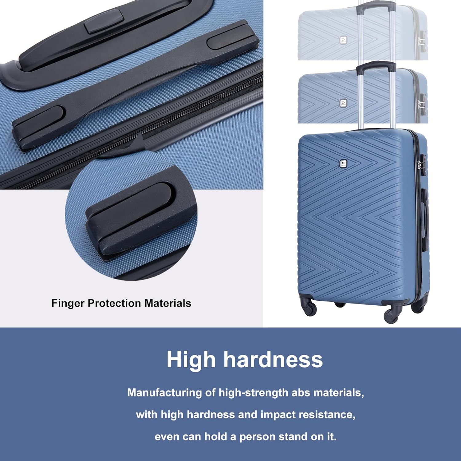 Travelhouse Luggage Sets 4 Piece Suitcase Set ABS Hardside Luggage with Spinner Wheels, Lightweight Carry On Luggage with TSA Lock for Women (Blue, 4-Piece)