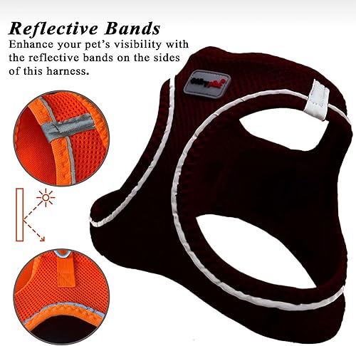 Miniatura 3 de VHD Arnés de malla de aire para perro, chaleco para mascotas, varios tamaños, de XXXS a XL, arnés reflectante para perro, cierre de aro y bucle,