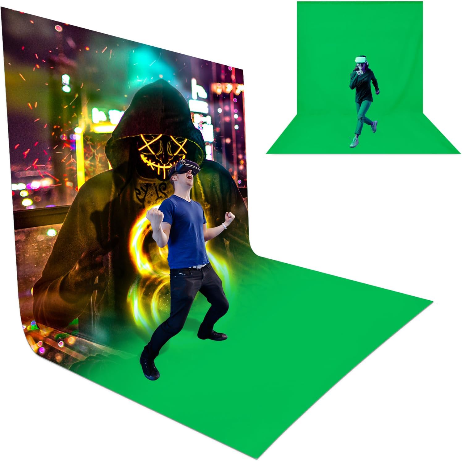 LimoStudio [Extra Large] 10 x 20 ft. (W x H) Chromakey Green Backdrop Background Screen, True Chroma Key Color, 200GSM High Density Premium A+ Grade Synthetic Fabric, Photo Video Studio, AGG3030