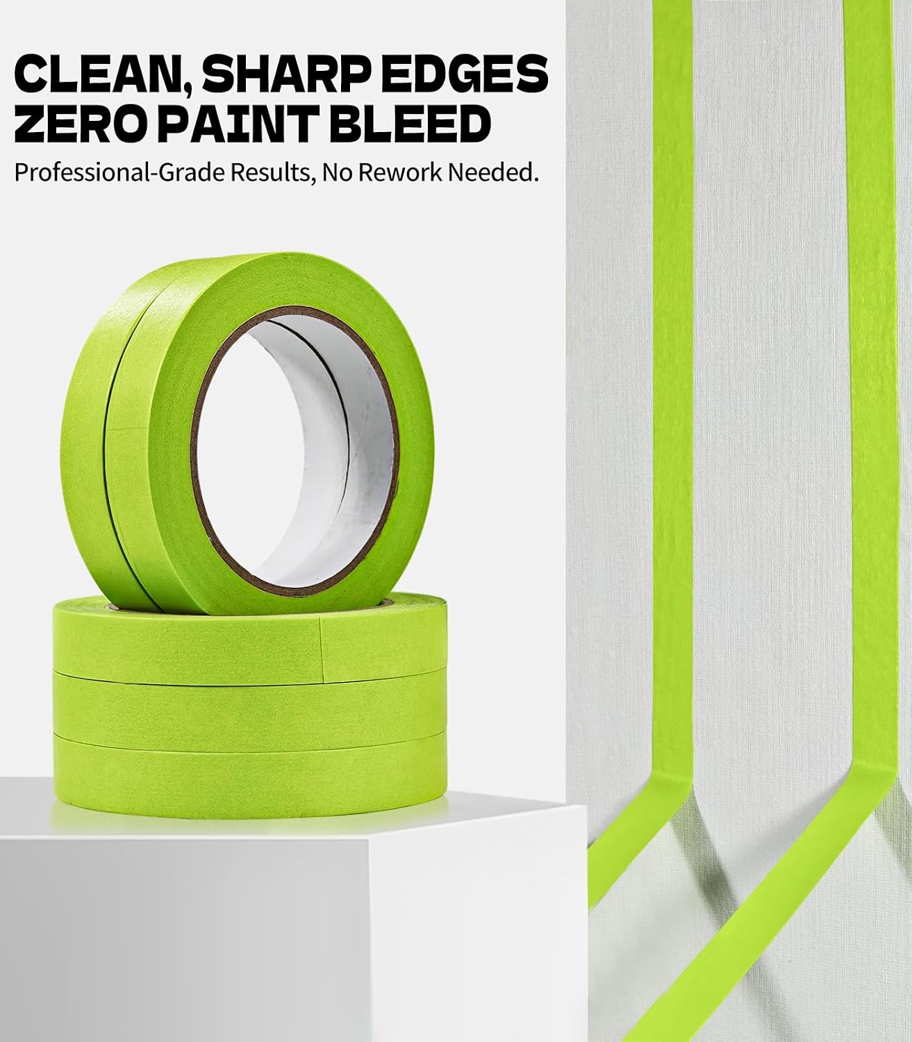 3 Packs Green Painters Plastic Tape, Masking Tape Bulk 1.5Inch x 60Yard