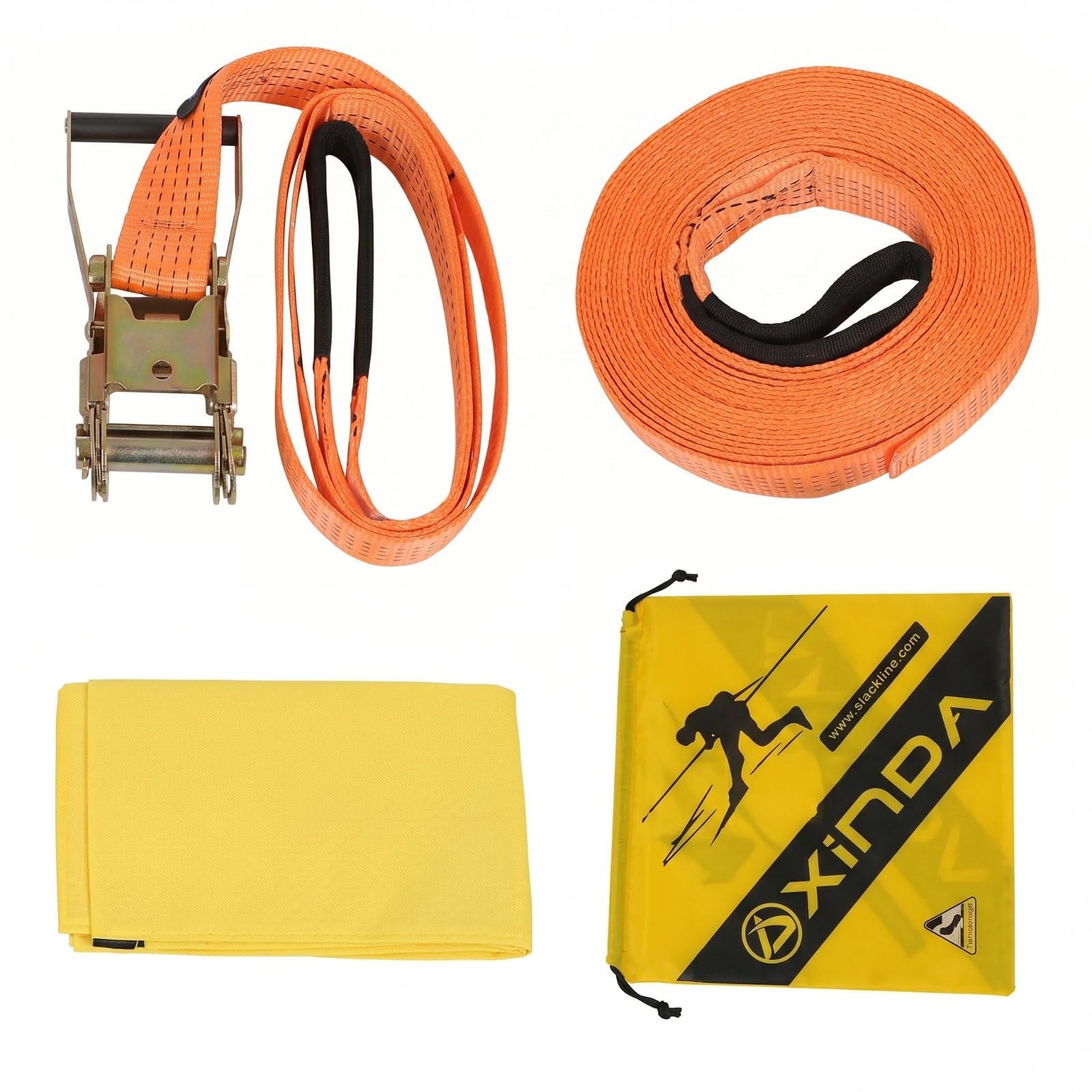 Slackline Facile da Usare Kit Slackline Resistente Attrezzatura Sportiva per Bambini, Parco, Giardino, 15m