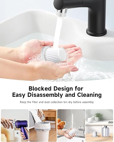 Miniatura 5 de Mini aspiradora inalámbrica con luz LED  Aspiradora de mano de 15000 Pa recargable - Aspiradora portátil 3 en 1 potente para automóvil con múltiples