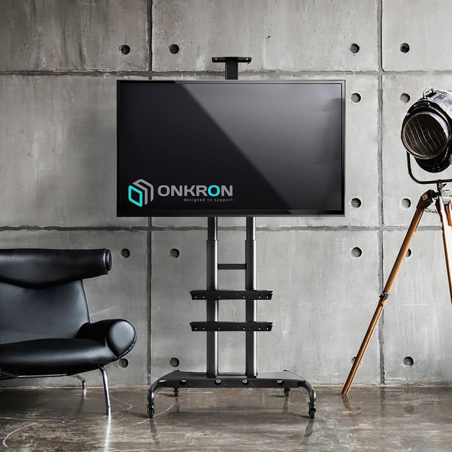 ONKRON Mobile TV Stand Rolling TV Cart with Wheels for 55" to 80 Inch LCD LED Flat Screen TV with AV Shelves TS1892 : Office Products