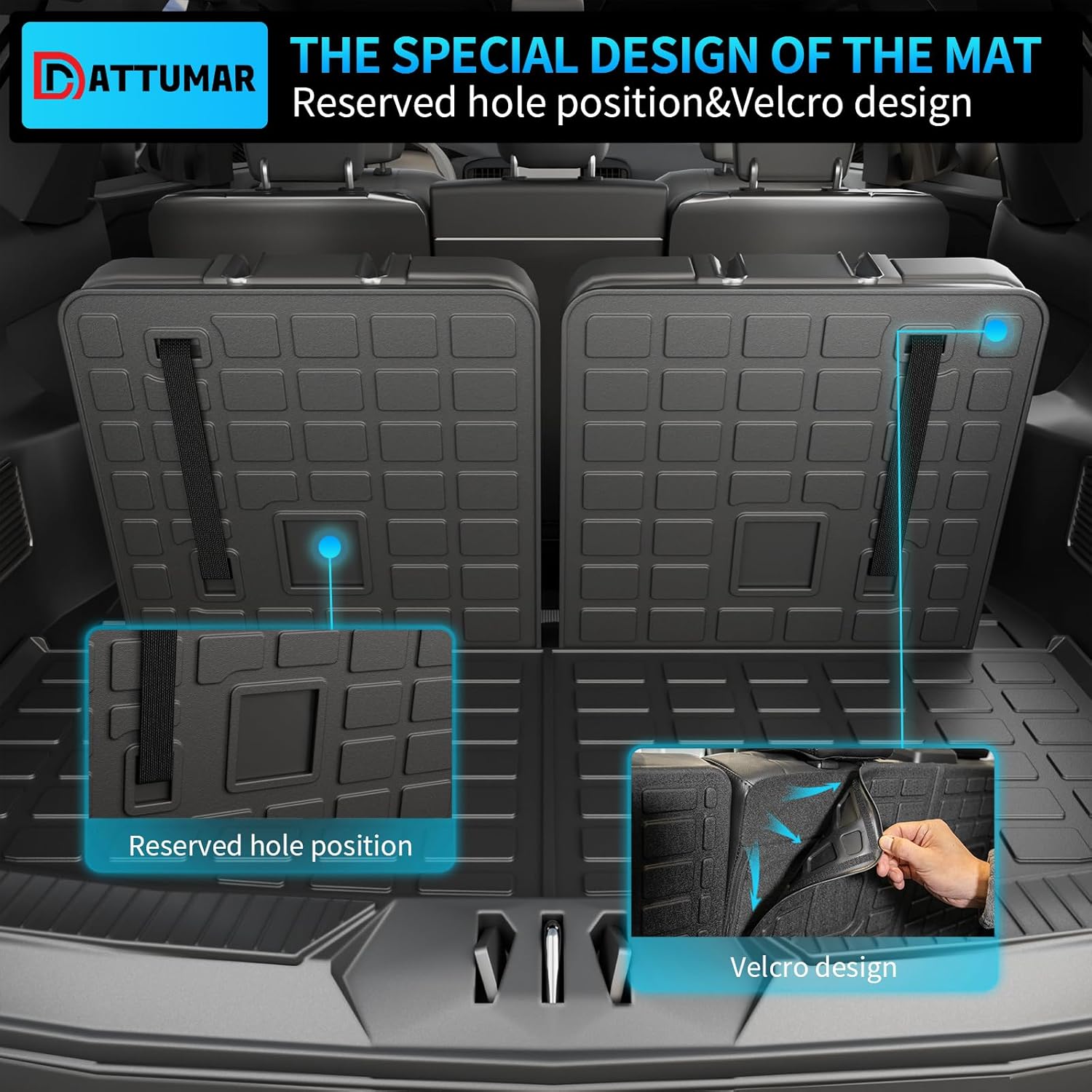 Floor Mats Compatible with 2020-2026 Ford Explorer 6-Seater Cargo Liner All Weather Trunk Mat Cargo Mat Trunk Liner 2025 Explorer Accessories (Upgrade Trunk Mat with Backrest Mat+Floor Mats)