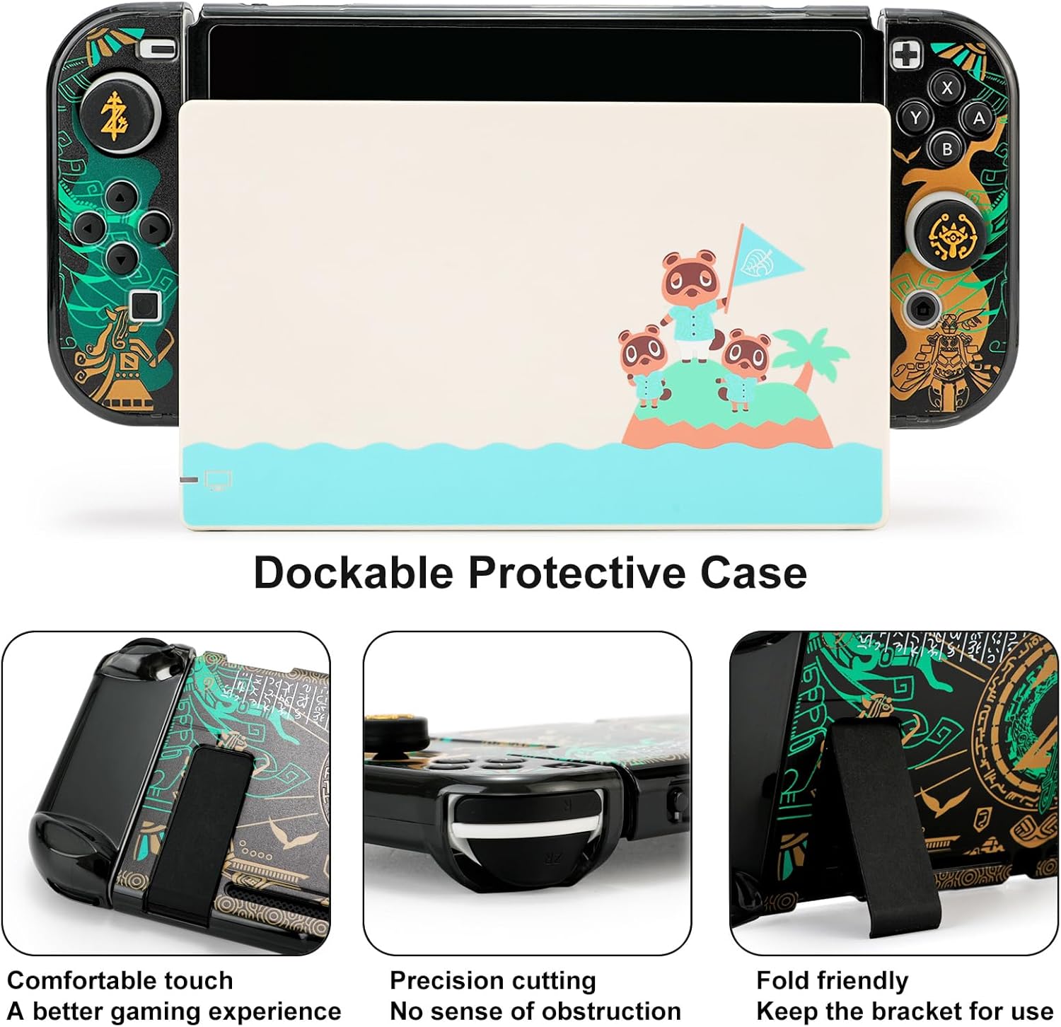 Tscope Protective Case for Nintendo Switch, for Tears of The Kingdom Hard Shell Dockable Anti-Scratch Shockproof Slim Cover for NS Consolo Joy-Cons (Switch Black) - Image 3