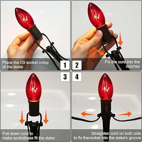 Miniatura 3 de Luces de Navidad C9 de 38 pies para exteriores, paquete de 25 luces de camino de Navidad resistentes a la intemperie con bombillas C9 multicolor y