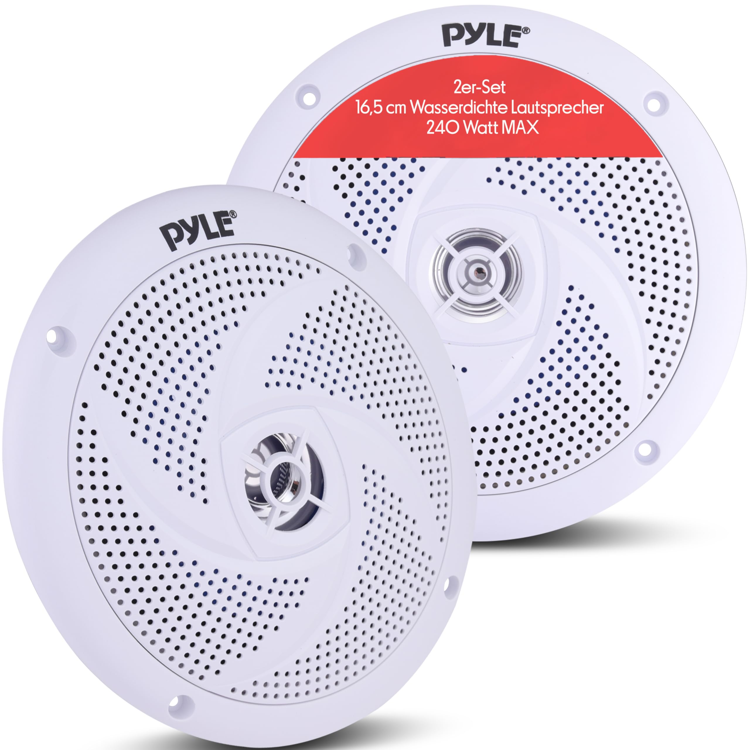 Pyle Outdoor Lautsprecher, 16.5cm- Aussenlautsprecher Wasserfest, 240W- Marine Lautsprecher, Outdoor Speaker- für Sommerfahrten mit Offroader, Boot, UTV, ATV, RV Auto & Golf Cart, Flach