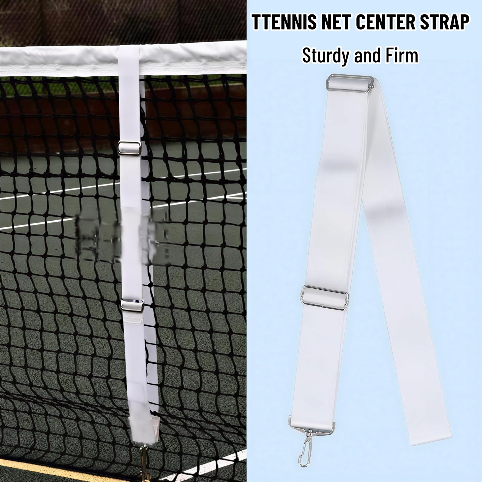 VGEBY Cinturino per Rete da Tennis, Cinturino Centrale per Rete da Tennis Cinghie Centrali Regolabili per Rete da Tennis Fibbia in Acciaio Inossidabile per Allenamento Sportivo