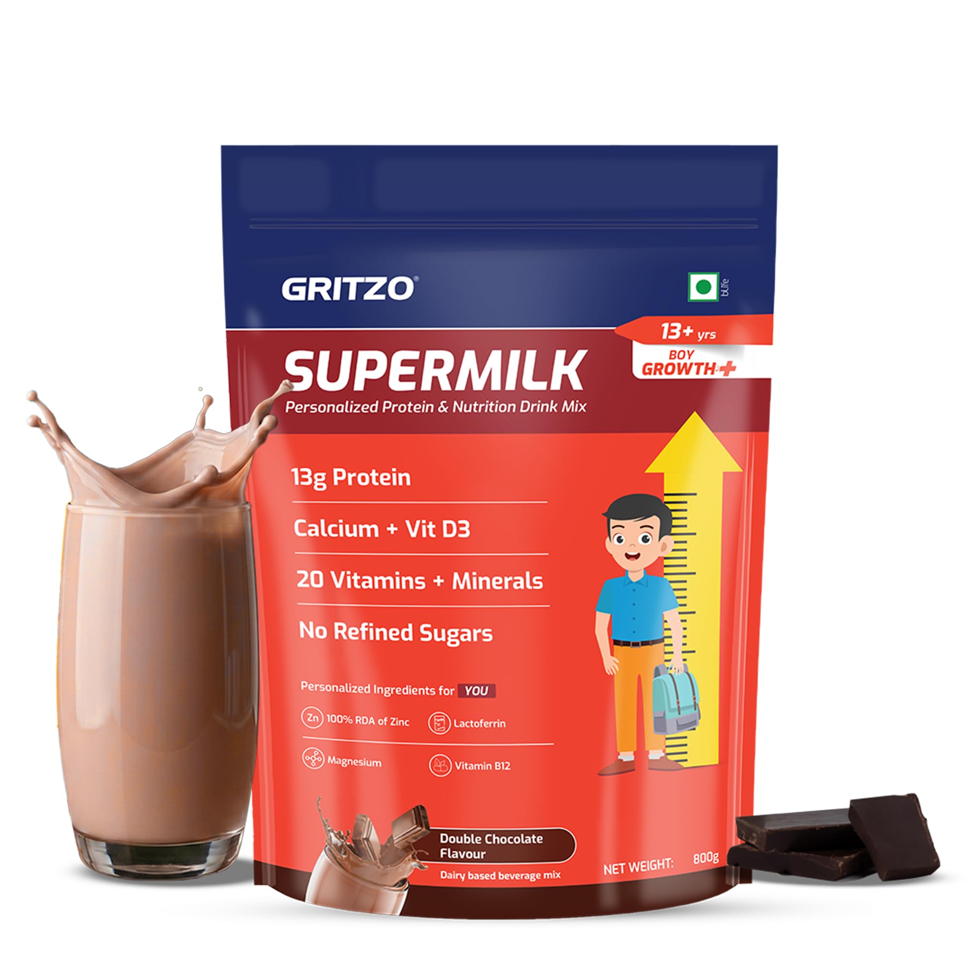 Gritzo SuperMilk Growth+ (13+ Boy), Double Chocolate, 400g — Amazon image 15