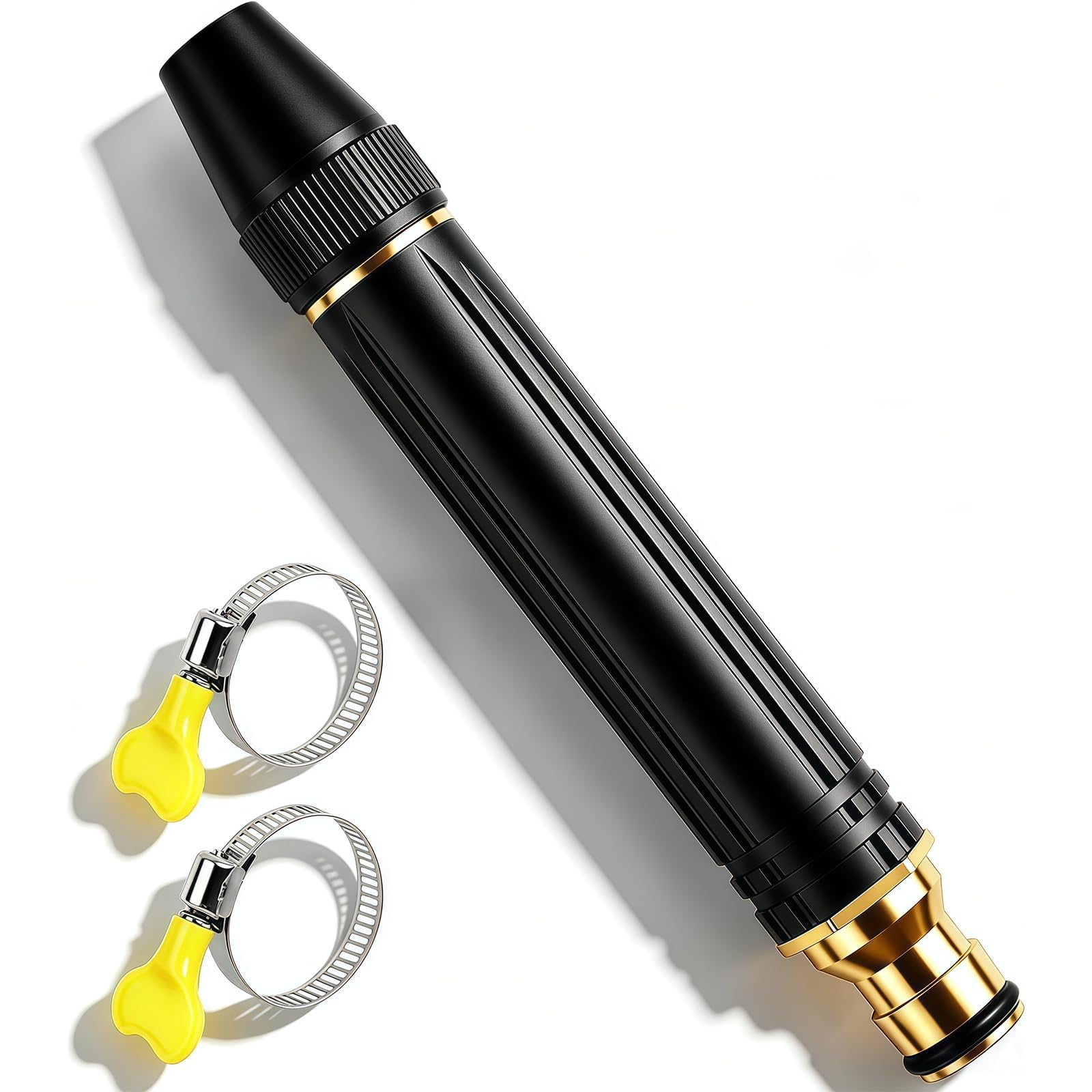 Photo 1 of 2026 New Pressure Garden Hose Nozzle, Adjustable Jet Power Washer Spray Nozzle for Car Washing, Patio Cleaning & Garden Watering, Heavy Duty Leak-Proof Water Hose Nozzle with 2 Hose Clamps