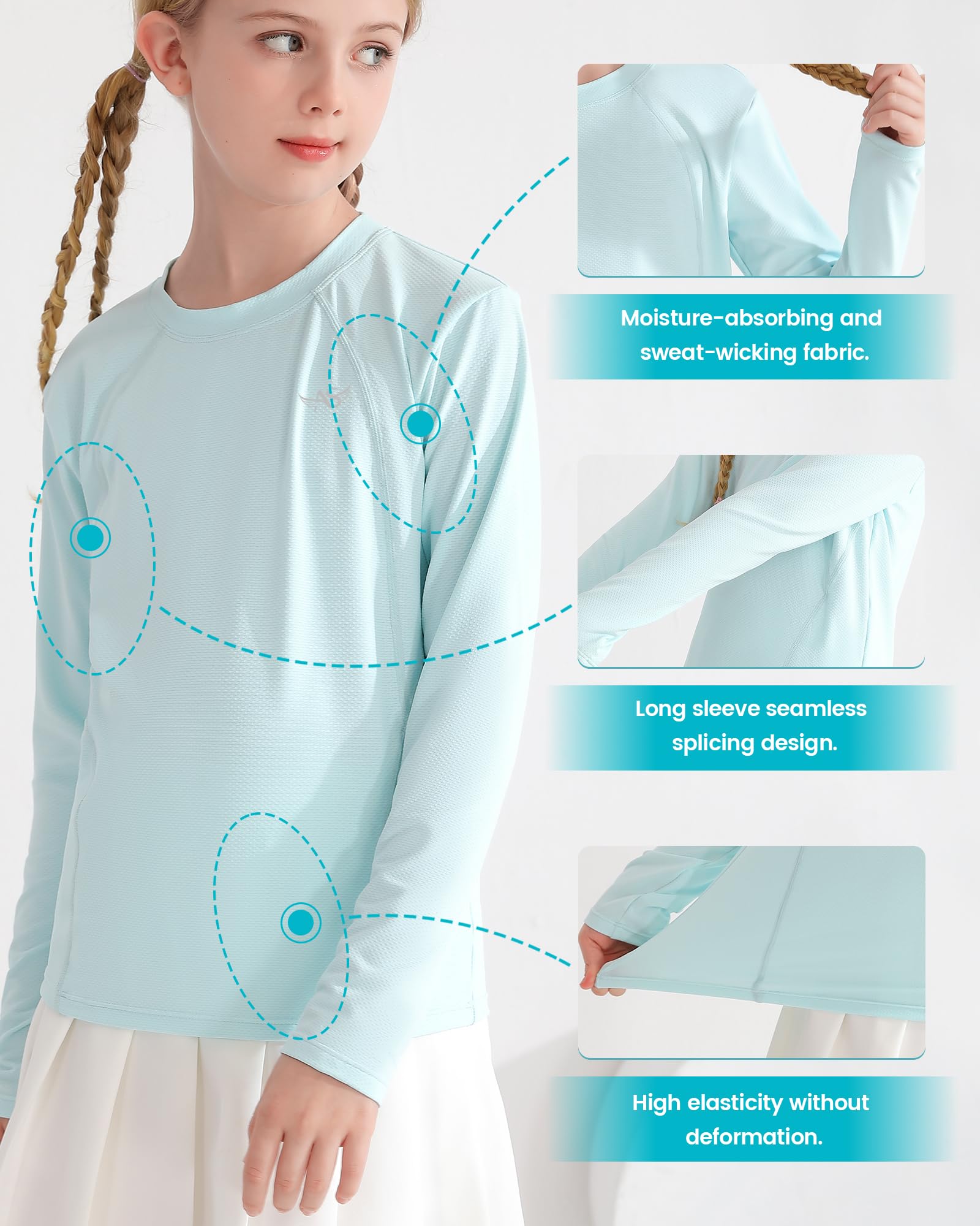 Angel season Rashguard für Mädchen, Schwimmshirt, langärmelig, Badeanzug, Mädchen, UV-Schutz, UV-Schutz, Teenager, Sonnenshirt, Rashguard-Top