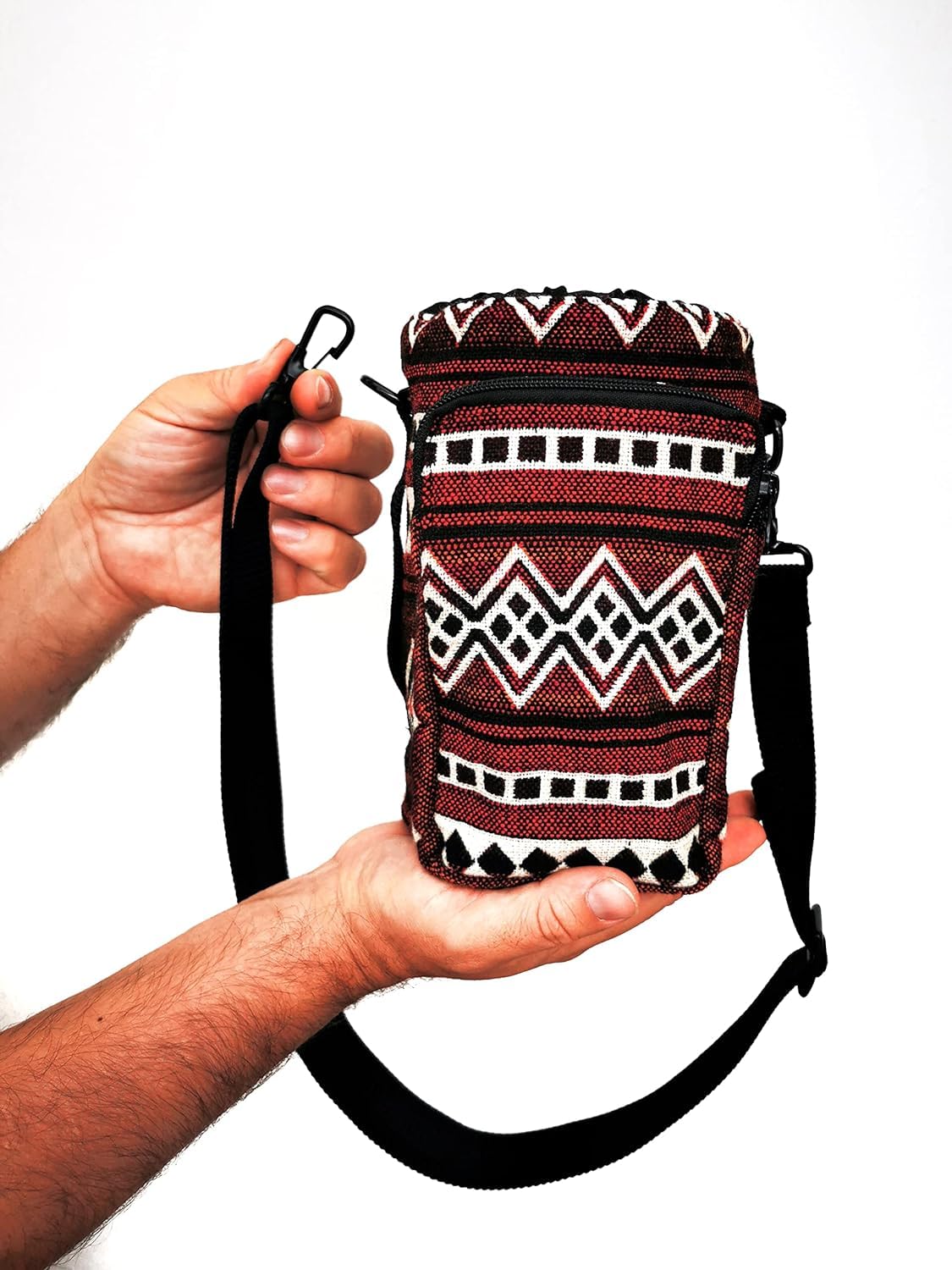 Wasserflaschenhalter mit Gurt und Tasche für Handy, Karte, Bargeld oder Schlüssel | Flaschenhülle für Walking, Rucksackreisen | Hydro und Eisenflasche Sling Bag | Campingzubehör (40, Vinicunca Rot)