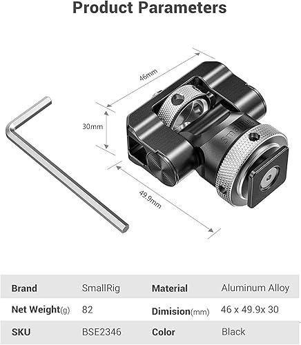 Miniatura 7 de SmallRig Soporte de montaje para monitor de campo con zapata fría y tornillo de 1/4 pulgadas para monitor de 5 pulgadas y 7 pulgadas, con giro de