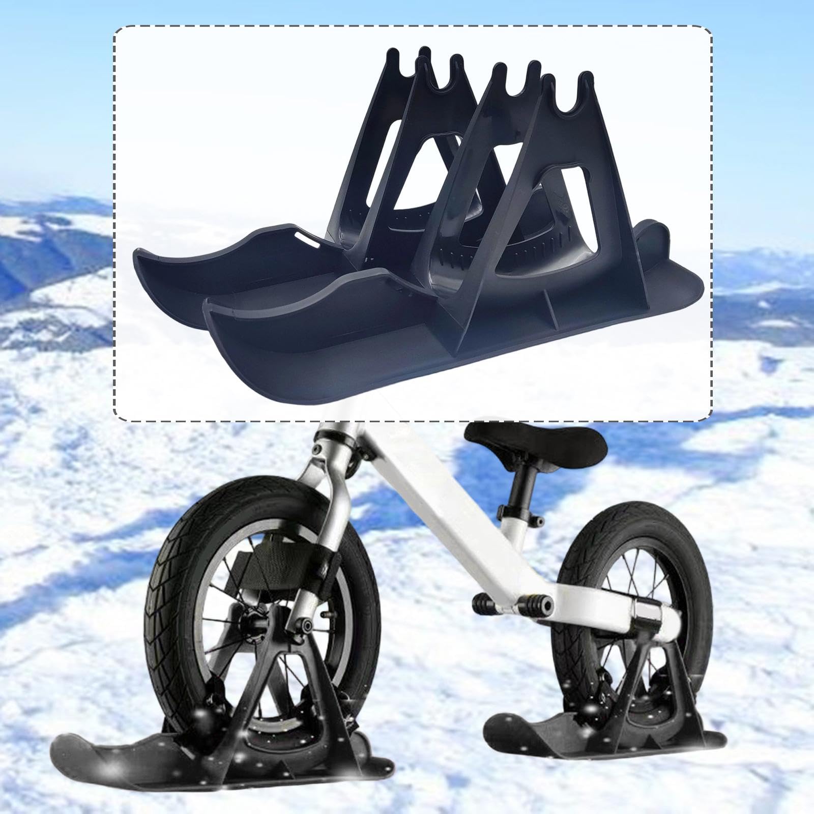 Fenteer Ski Sled Ensemble Universel pour Trotteurs Enfants Attache Planche à Neige Vélos Traîneau Résistant pour Chariot de Golf Support Parking Winter en PP, Noir