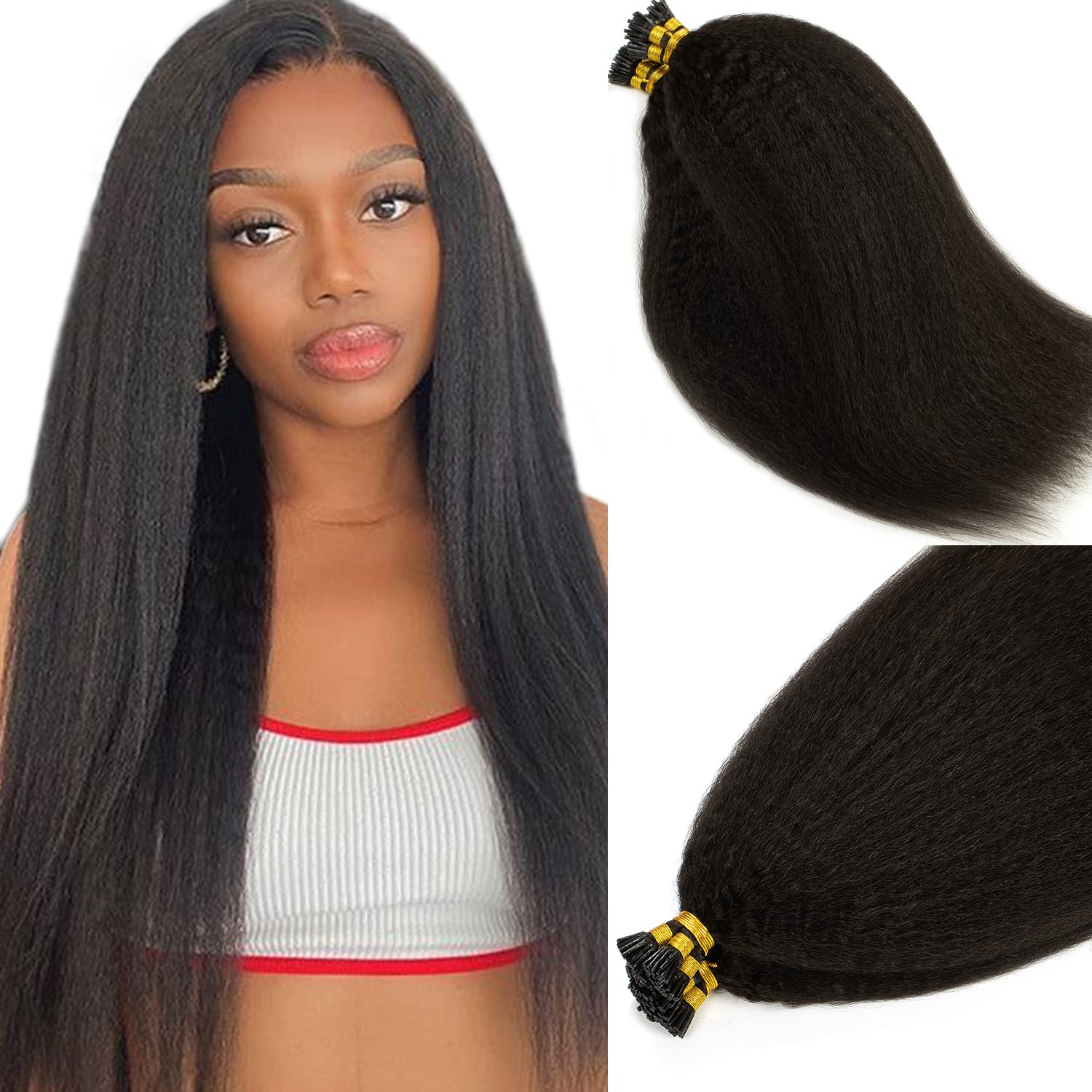 Amazon.com : Caliee Itip Human Hair Extensions Kinky  display picture 1