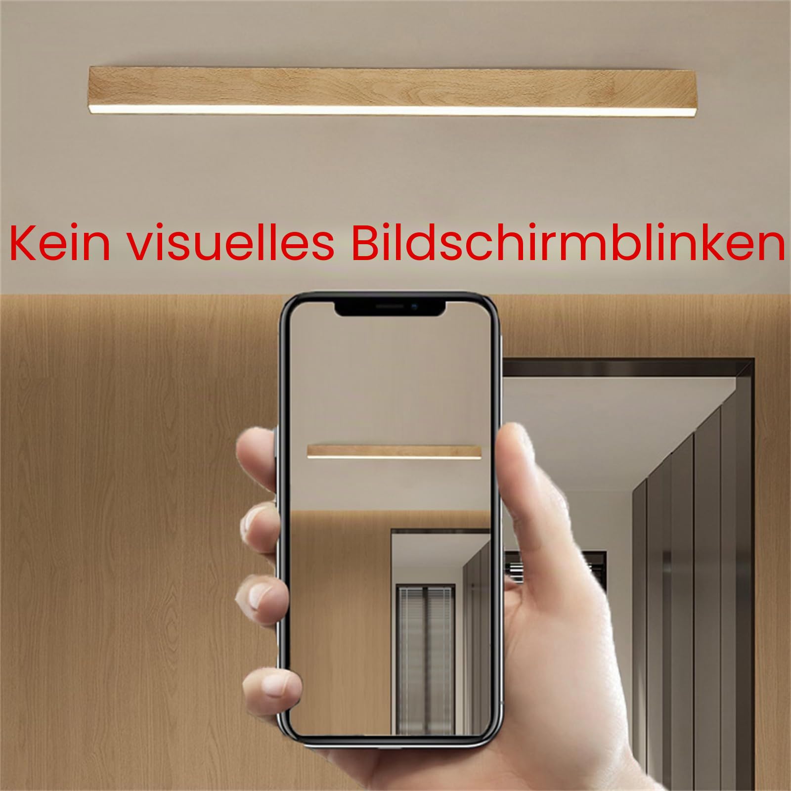 Dimmbar LED Wandleuchte Innen Holz Wandlampe Lange 2700K/4500K/6500K Lampe Modern Wandbeleuchtung Für Schlafzimmer Wohnzimmer Flur Treppenhaus Innenbeleuchtung Nachtlampe (Holz,120CM)