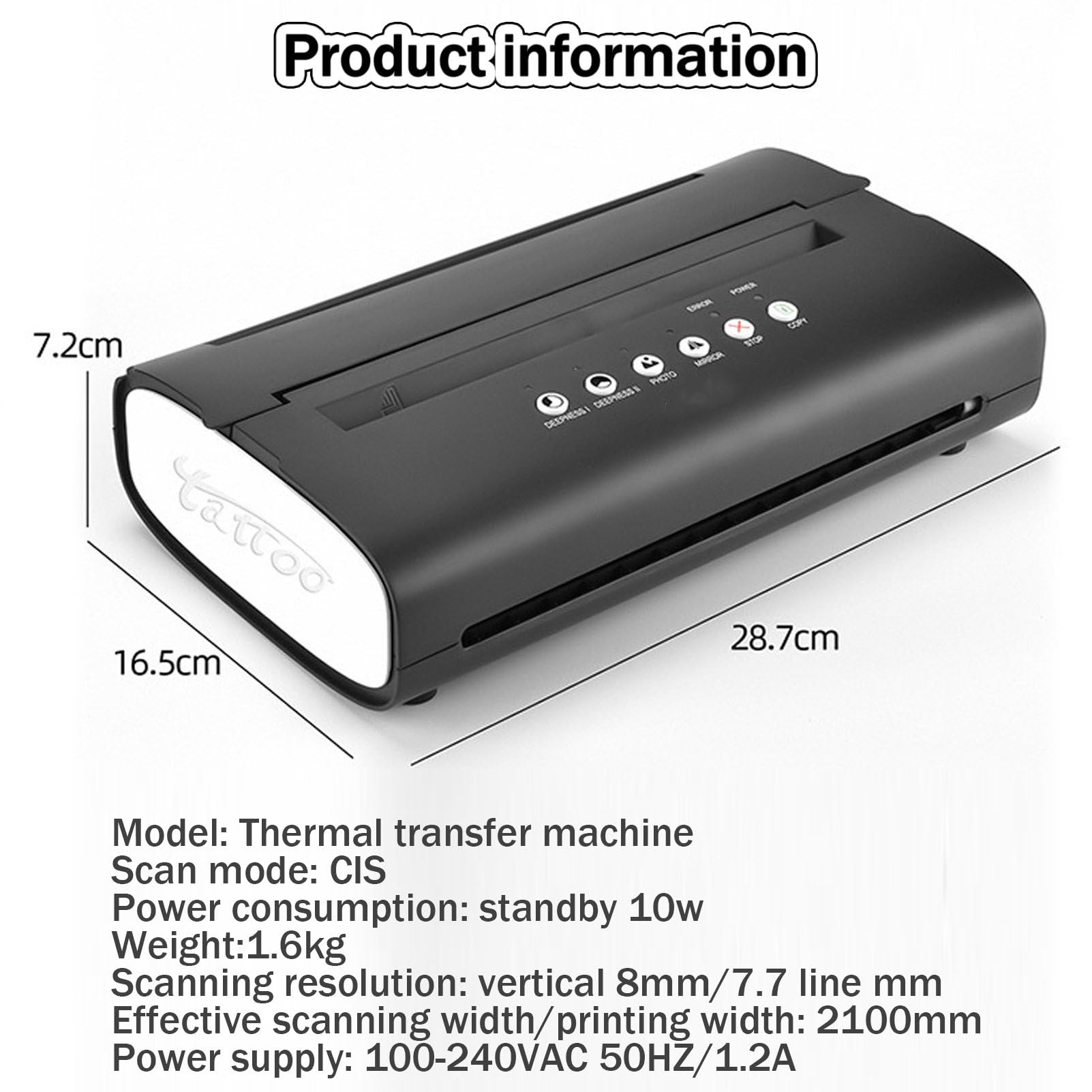 Pochoir pour tatouage, mini copieur thermique pour modèles de tatouage, dissipation rapide de la chaleur, performance stable, utilisation facile, design compact, idéal pour les artistes et les