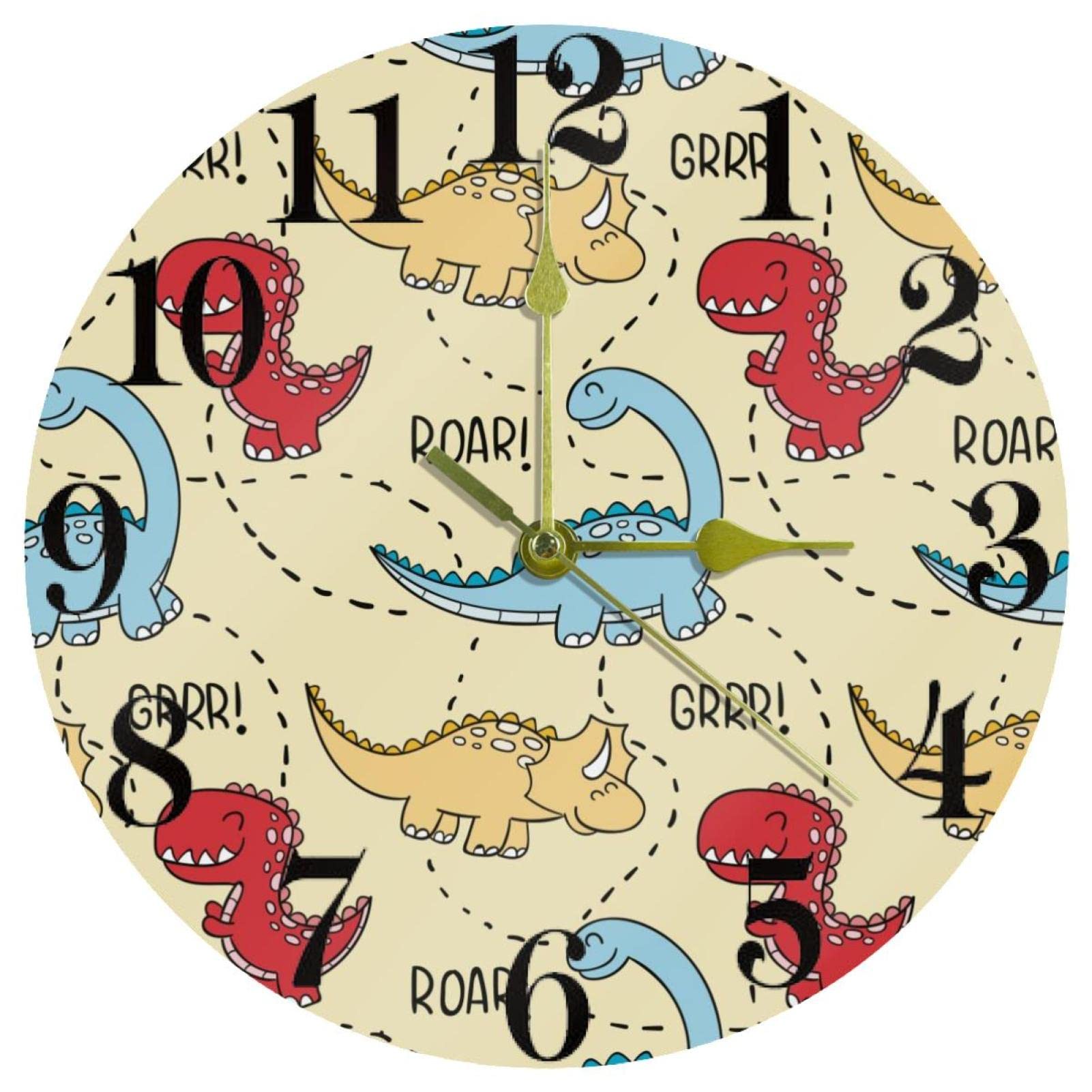 Horloge murale dinosaure pour décorer la salle de classe et la cuisine