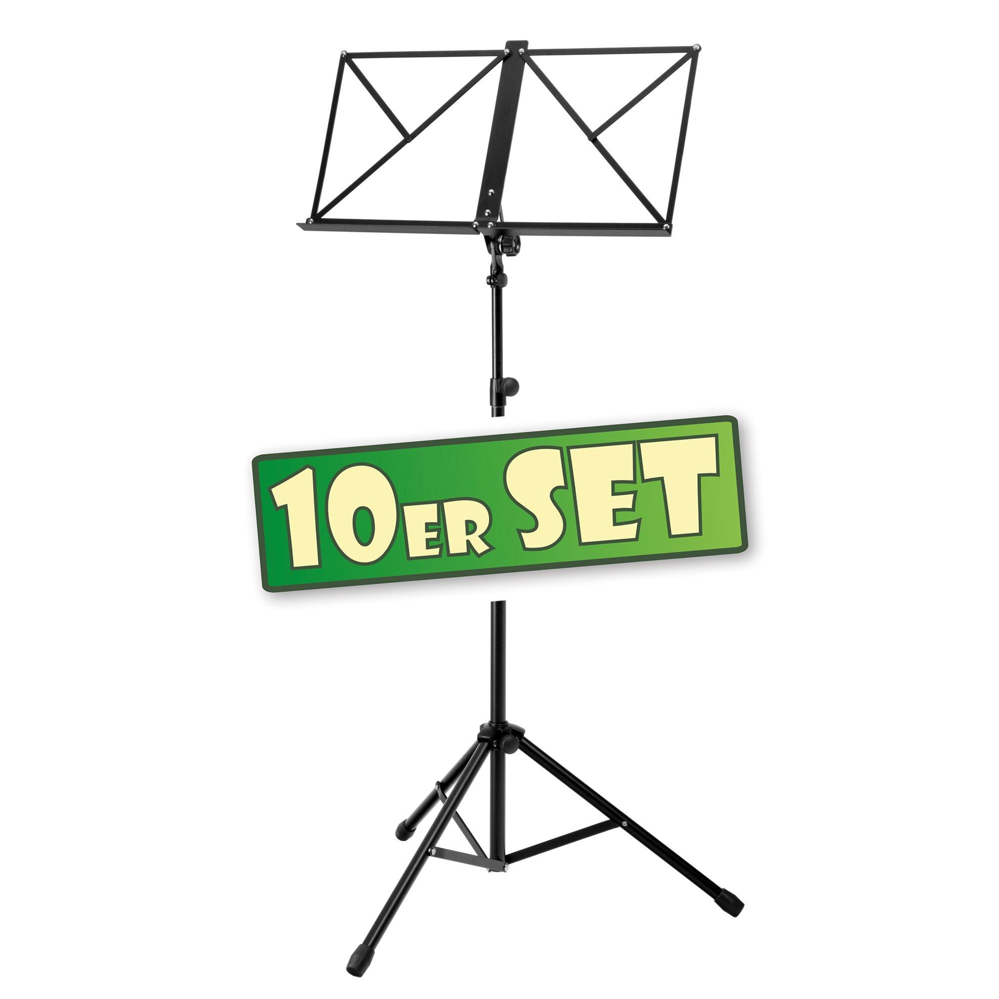 Classic Cantabile Atril De Partituras Heavy Negro Set De 10, 5 x 23 cm | Construcción pesada, Pies de goma antideslizantes, Estructura estable de tres patas, Tornillos de apriete robustos, 5 x 23 cm