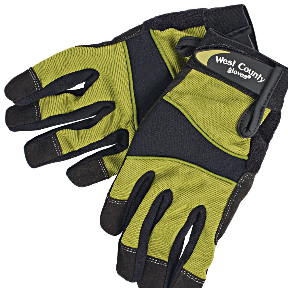 Garden and Work Gloves - Adjustable Wrist Tab, Washable (Women's Small, Stem Green)