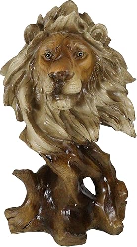 Ebros Gift Mufasa - Figura decorativa de busto de 11.25 pulgadas de alto, resina en acabado de madera sintética, decoración de animales, leones de