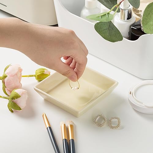 Miniatura 4 de Plato de cerámica para baratijas, bandeja para anillos, plato decorativo para joyas para aretes, collares, llaves de reloj, regalo de Navidad,