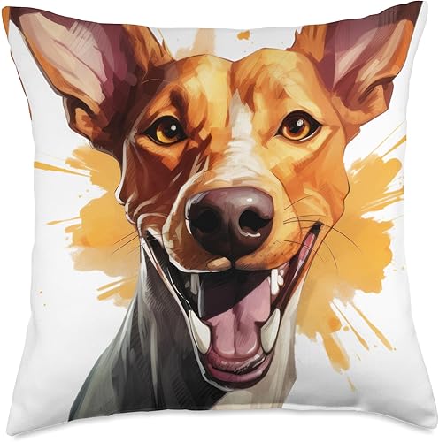 Podenco Canario Geschenke & Gassi Bekleidung Podenco Canario Portrait Colour Artwork Throw Pillow, 18x18, Multicolor Podenco Canario Geschenke & Gassi Bekleidung Podenco Canario Portrait Colour Artwork Throw Pillow, 18x18, Multicolor