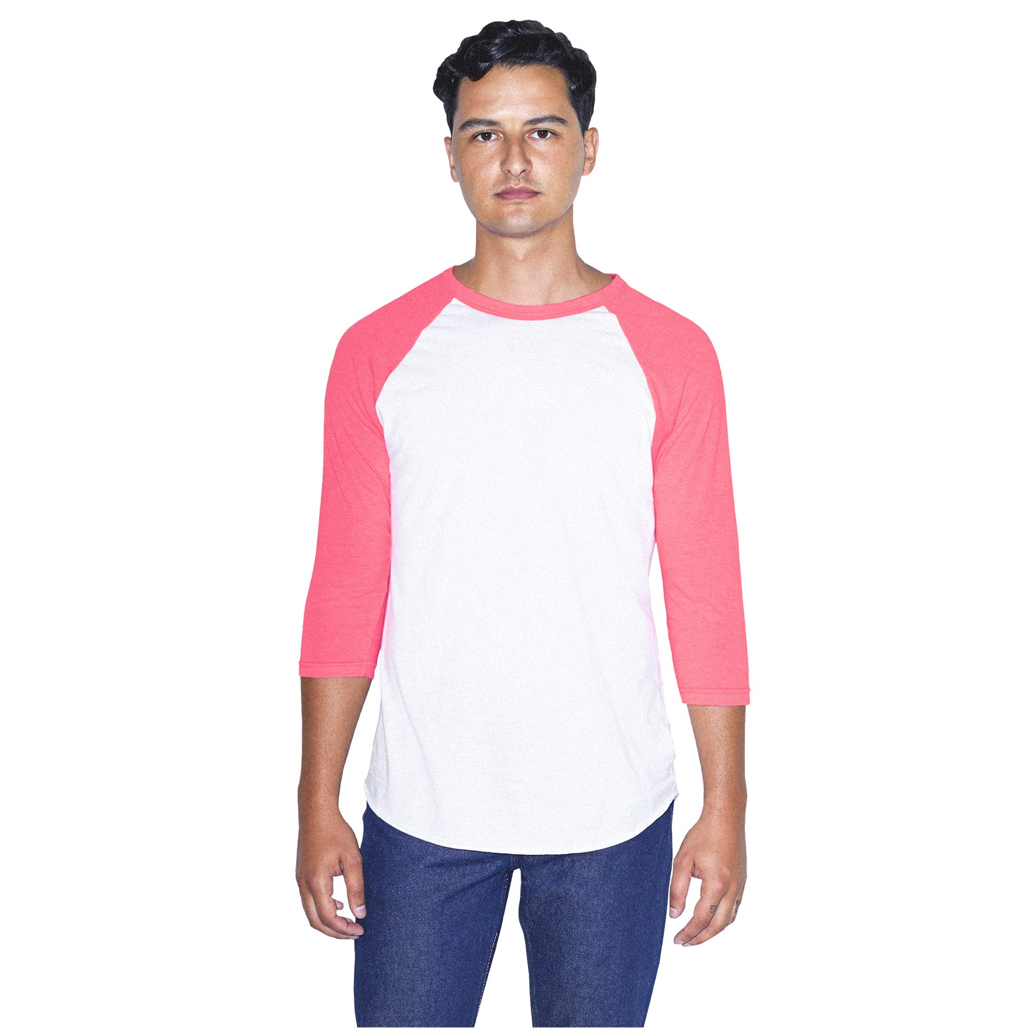 American Apparel 50/50 Raglan - Maglietta a Maniche 3/4 da Uomo, Confezione da 2