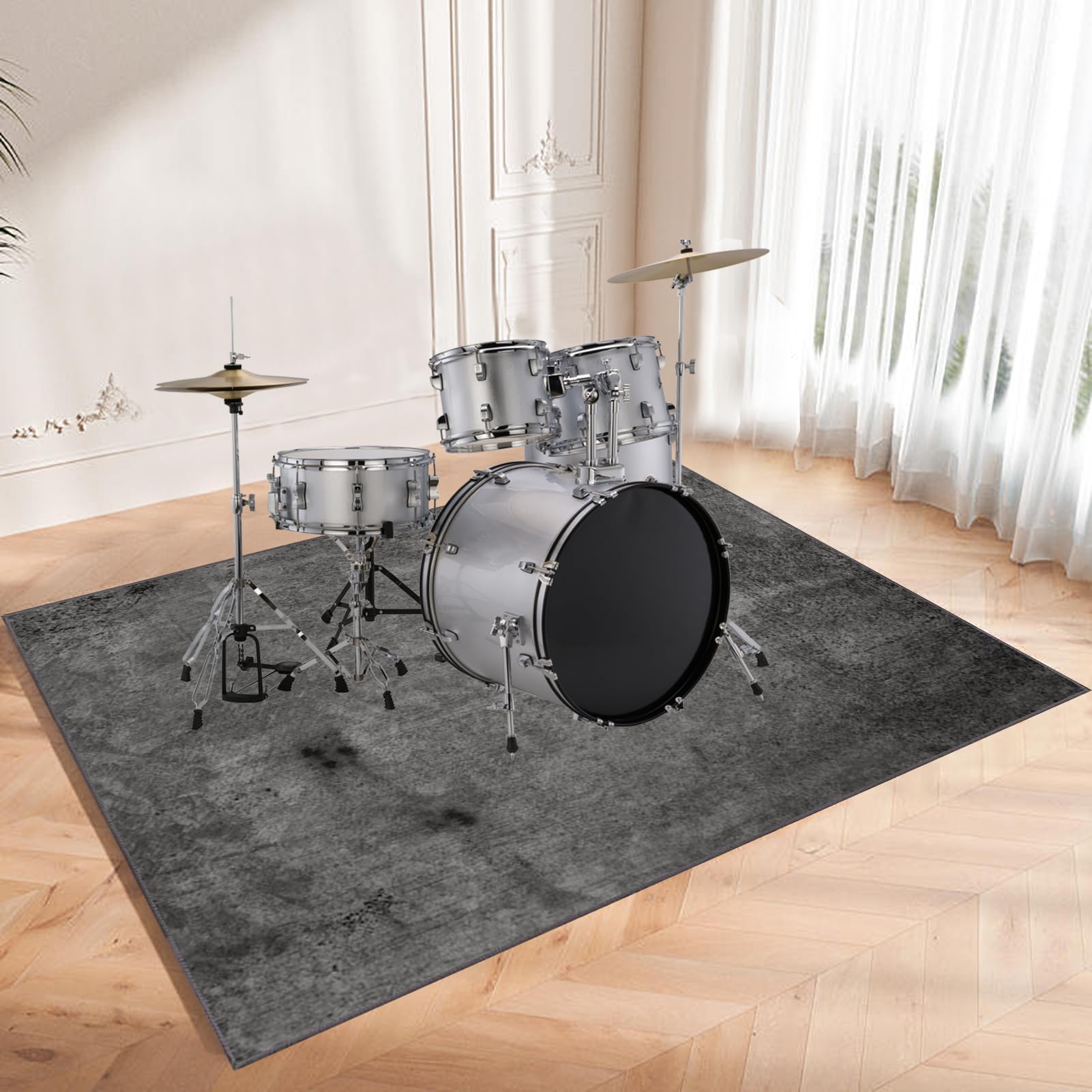 160 x 140 cm Drum Teppich Schlagzeugteppich Rutschfeste Elektronisches Schlagzeug Teppich Professionelles rechteckiges Jazz Schlagzeug Kit für Bass Drum Snare Drum und andere Instrumente Teppich