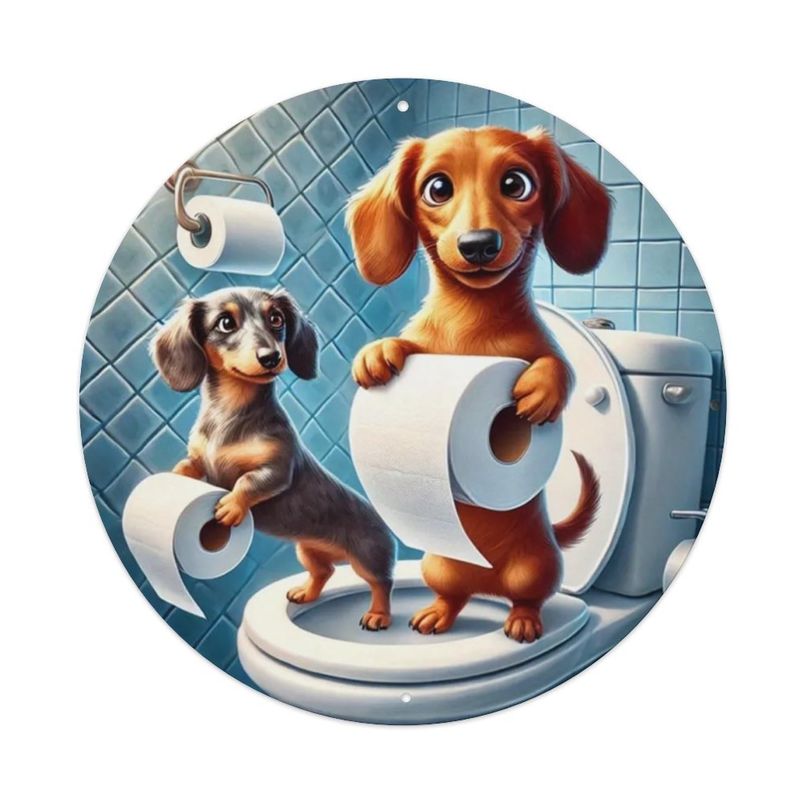 Igtefte Vintage Dachshund Dog Bathroom Tin Sign Style Home Bar Garden Wall Plaque Decor Metal Poster 8X8 Inch