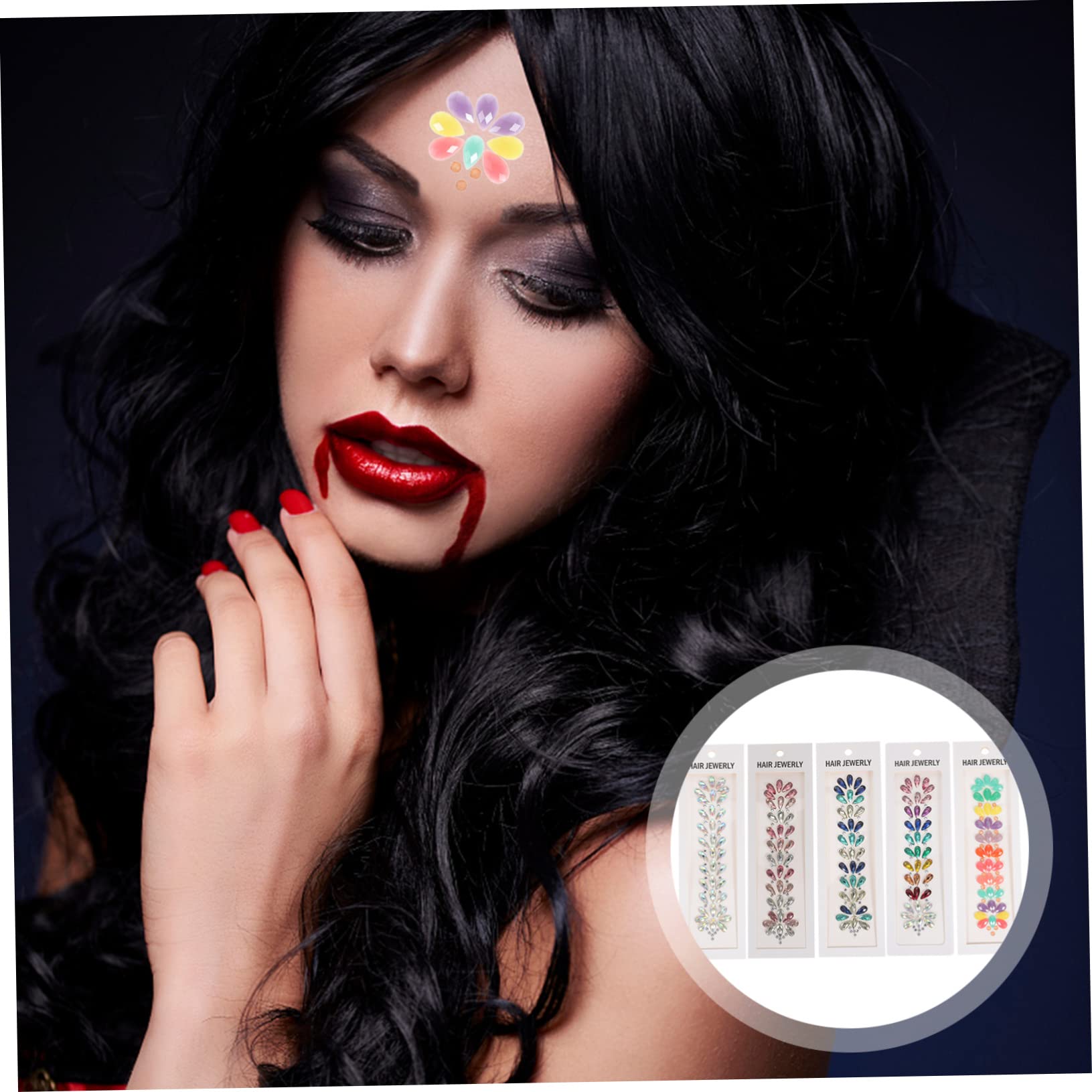 Angoily 10fogli Gemme Per e Strass Per Viso Glitterati Adesivi Per Halloween e Festival Di Musica Facile Applicazione e Rimozione Senza Residui