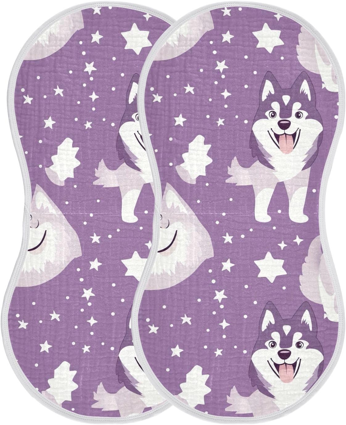 Cute Dog Muslin Baby Burp Cloths Feeding Cloths Face Towel Soft and Absorbent Bibs for Newborn Boys Girl- 4 Pack